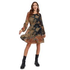 Orsay Černo-hnědé dámské vzorované šaty ORSAY_442278-142000 38