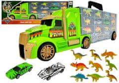 INTEREST Velký kamion s dinosaury a autíčky zelený..