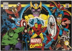 CurePink Podložka na psací stůl Marvel Comics: Retro koláž (49,5 cm x 34,5 cm)