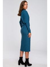 Style Stylove Dámské midi šaty Essynte S245 oceánská modř S/M