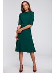 Style Stylove Dámské midi šaty Dechtegau S231 tmavě zelená L