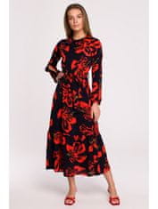 Style Stylove Dámské midi šaty Annafleur S307 černo-červená S