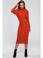 Style Stylove Dámské midi šaty Essynte S245 cihlově červená 2XL/3XL