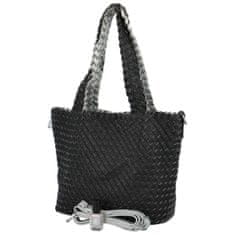 Paolo Bags Elegantní koženková kabelka 2v1 Dora, černá - stříbrná