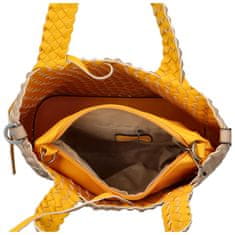 Paolo Bags Elegantní koženková kabelka 2v1 Dora, tmavě béžová - žlutá