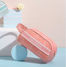 INNA Dámská kabelka Kosmetická taška Toaletní taška Make-up Case v růžovo-bílé barvě KOSLILLE-3