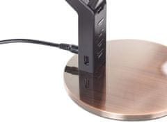 Beliani Kovová stolní LED lampa s USB portem měděná CHAMAELEON