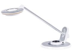 Beliani Kovová stolní LED lampa s USB portem stříbrná/ bílá CORVUS