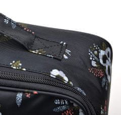 INNA Toaletní taška Kosmetická taška na líčidla Cestovní taška Beautycase s držadlem na přenášení a kapsou Kosmetický kufřík se zrcátkem v černé barvě s květy KOSBARBADOS-3
