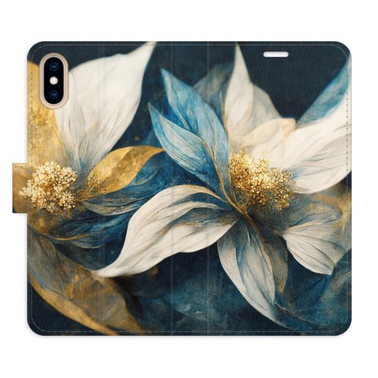 iSaprio Flipové pouzdro - Gold Flowers pro Apple iPhone XS