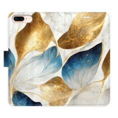 iSaprio Flipové pouzdro - GoldBlue Leaves pro Apple iPhone 7 Plus / 8 Plus