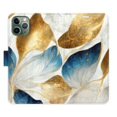 iSaprio Flipové pouzdro - GoldBlue Leaves pro Apple iPhone 11 Pro