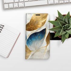 iSaprio Flipové pouzdro - GoldBlue Leaves pro Apple iPhone 13