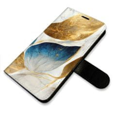 iSaprio Flipové pouzdro - GoldBlue Leaves pro Apple iPhone 13 Pro