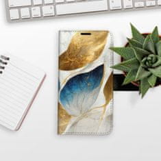 iSaprio Flipové pouzdro - GoldBlue Leaves pro Apple iPhone 13 Pro