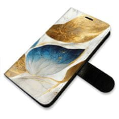 iSaprio Flipové pouzdro - GoldBlue Leaves pro Apple iPhone 14 Pro