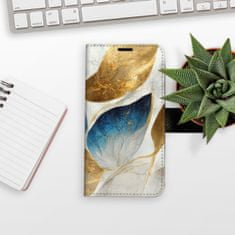 iSaprio Flipové pouzdro - GoldBlue Leaves pro Apple iPhone 14 Pro