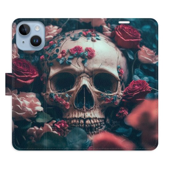 iSaprio Flipové pouzdro - Skull in Roses 02 pro Apple iPhone 14