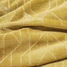 DESIGN 91 Jednobarevná deka s lesklým vzorem - Ginko 4 žlutozlatá 150 x 200 cm