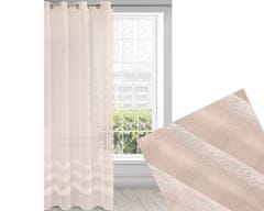 DESIGN 91 Hotová záclona s kroužky - Efil růžová se 3 pásky, 140 x 250 cm