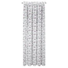 DESIGN 91 Hotová záclona s řasící páskou - Dina, bílá s fialovými kvítky 140 x 270 cm
