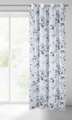 DESIGN 91 Dekorační záclona s kroužky - Nala modré květy, 140 x 250 cm