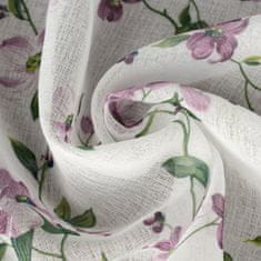DESIGN 91 Hotová záclona s řasící páskou - Dina, bílá s fialovými kvítky 140 x 270 cm