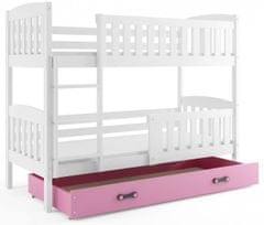 Veneti Dětská patrová postel s úložným prostorem bez matrace 80x190 BRIGID - bílá / růžová
