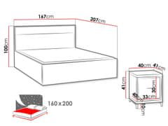 Veneti Ložnicová sestava s postelí 160x200 SUCRE 2 - ořech hikora / dub / černé nožky