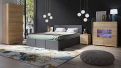 Veneti Ložnicová sestava s postelí 160x200 cm CHEMUNG - dub zlatý / šedá ekokůže