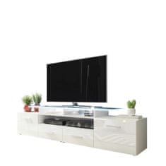 Veneti Televizní stolek SOBRAL - bílý / lesklý bílý