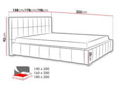 Veneti Čalouněná manželská postel 140x200 ZANDRA - béžová