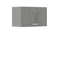 Veneti Kuchyně do paneláku 180/180 cm SHAN 2 - šedá / lesklá krémová + LED, dřez a pracovní deska ZDARMA