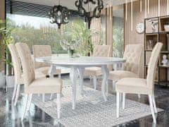 Veneti Rozkládací jídelní stůl 120 cm se 6 židlemi KRAM 1 - bílý / béžový