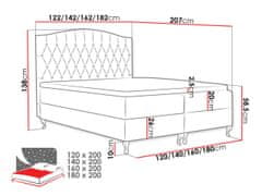 Veneti Kontinentální manželská postel 140x200 SALOMON - červená + topper ZDARMA