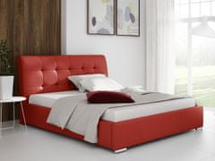 Veneti Čalouněná manželská postel 180x200 XEVERA - červená ekokůže