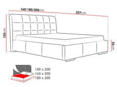Veneti Čalouněná manželská postel 180x200 XEVERA - červená ekokůže