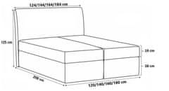 Veneti Kontinentální postel LUCIA - 180x200, hnědá + topper ZDARMA