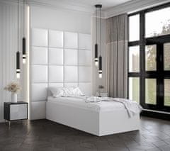 Veneti Jednolůžko s čalouněnými panely MIA 3 - 90x200, bílé, bílé panely z ekokůže