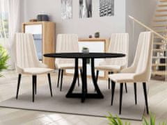 Veneti Kulatý jídelní stůl 100 cm se 4 židlemi TULZA 1 - černý / béžový