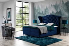 Veneti Luxusní boxspringová postel 180x200 RIANA - modrá + topper ZDARMA