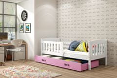 Veneti Dětská postel s úložným prostorem bez matrace 80x190 BRIGID - bílá / růžová
