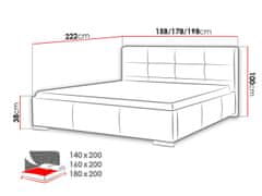 Veneti Čalouněná manželská postel 140x200 YADRA - béžová ekokůže