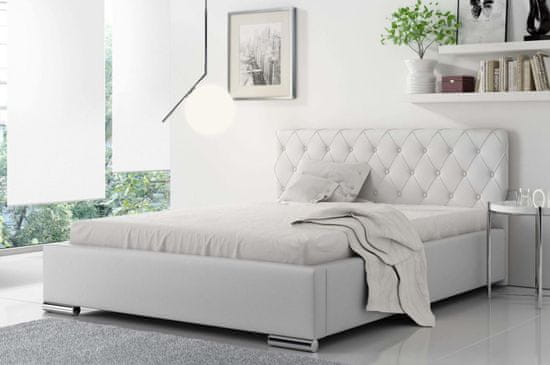 Veneti Čalouněná manželská postel Piero 160x200, bílá eko kůže
