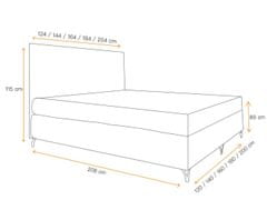 Veneti Boxspringová postel SHANNON - 160x200, modrá + topper ZDARMA