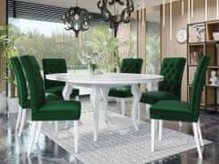 Veneti Rozkládací jídelní stůl 120 cm se 6 židlemi KRAM 1 - bílý / zelený