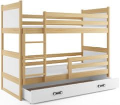 Veneti Dětská patrová postel s úložným prostorem bez matrace 80x190 FERGUS - borovice / bílá