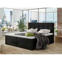 Veneti Boxpringová manželská postel 160x200 CLARA - černá ekokůže + topper ZDARMA