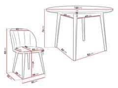 Veneti Kulatý jídelní stůl 120 cm se 4 židlemi NOWEN 1 - přírodní dřevo / béžový