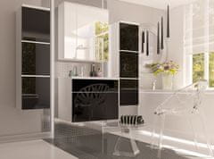 Veneti Nábytek do koupelny MERAF - bílý / lesklý černý + LED, sifon a umyvadlo ZDARMA